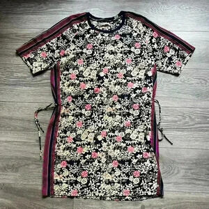 Scotch & Soda Floral Navy Cream Pink Short Sleeveeve Drawstring Dress Size 2